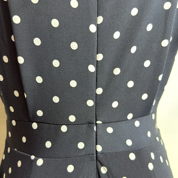 (H1)The Limited Navy Blue Polka Dot Zip Up Off Shoulder Wide Leg Jumpsuit,Size S - Picture 4 of 16